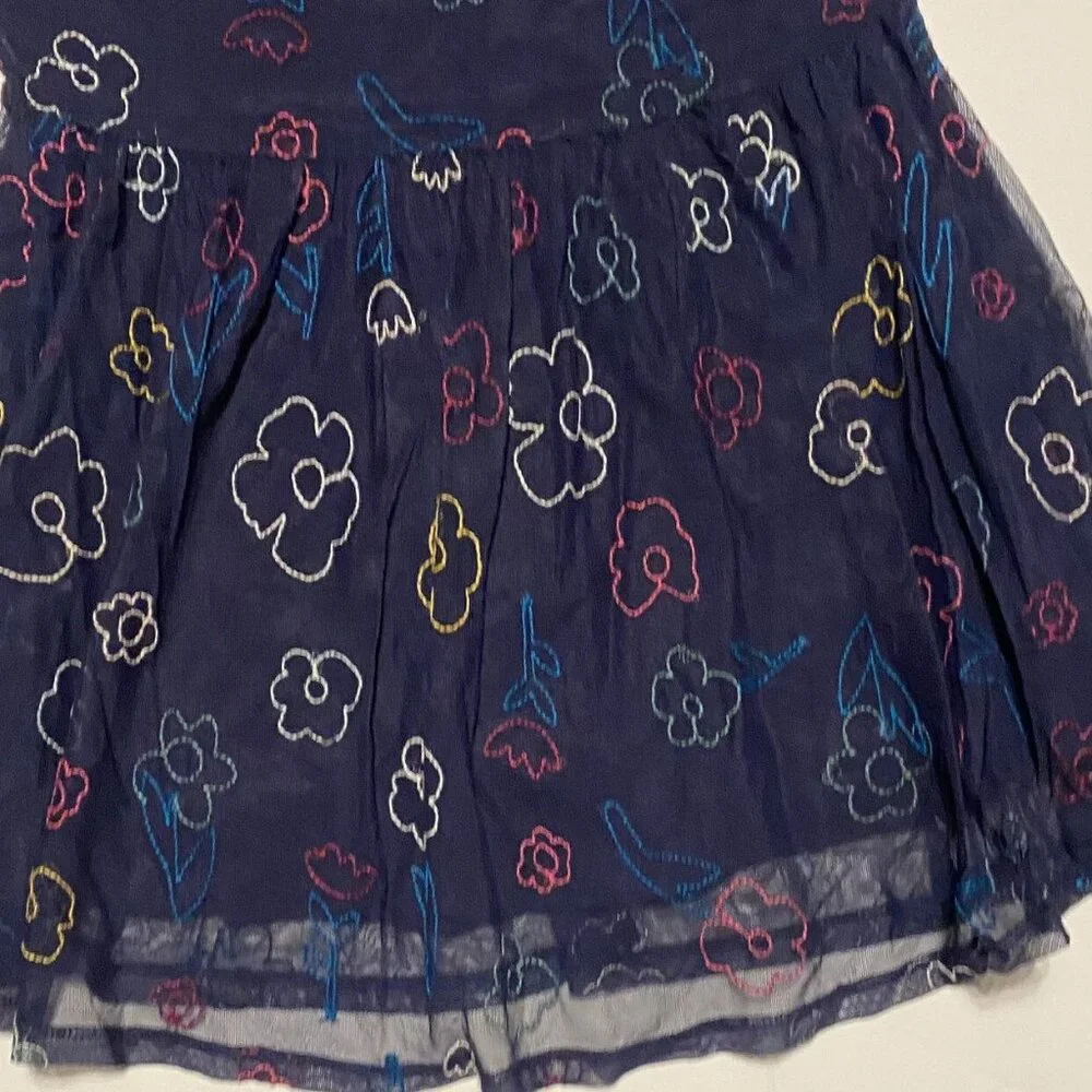 Hanna Andersson Embroidered Dress In Soft Tulle Navy Size 4 (100)